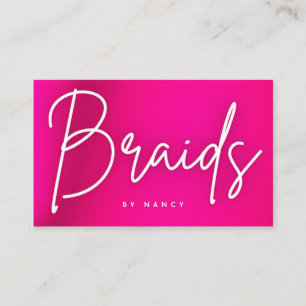 Carte de visite de tresses en néon rose chaud
