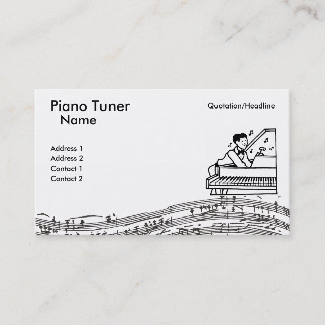 Carte de visite de tuner de piano (Devant)