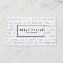 Carte de visite de typographie de langue française