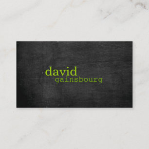 Carte de visite de typographie verte en bois noir