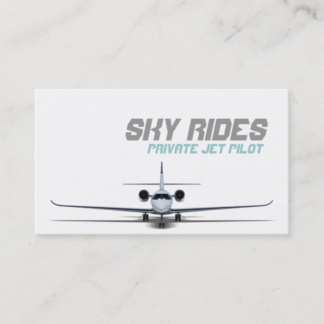 Carte de visite de vente de pilote d'avion privé (Devant)