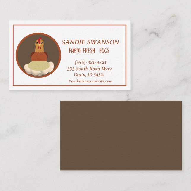 Carte de visite de vente d'oeufs frais de ferme (Devant / Derrière)