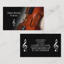 Carte de visite de violoniste élégante en noir