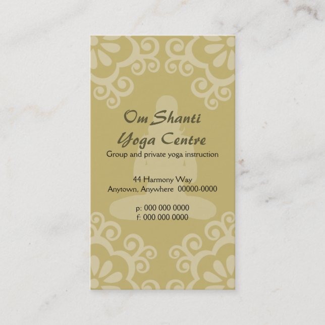 Carte de visite de yoga de l'OM Shanti (Devant)