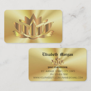 Carte de visite de yoga fleur de lotus dorée éléga