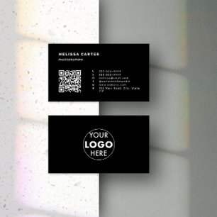 Carte De Visite Debout ! Easy QR Code & Logo Noir Minimal