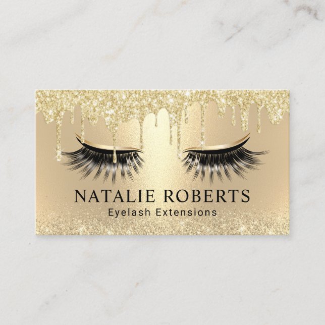 Carte De Visite Déchets de maquillage, chic Gold Drives Eyelash Sa (Devant)