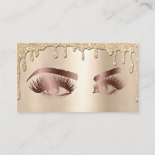 Carte De Visite Déchets de maquillage d'or Artiste Oeil Beauté Sal (Devant)