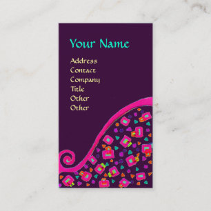 Carte De Visite DÉCO MONOGRAMME, Fuchsia rose violet