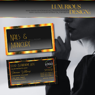 Carte De Visite Décontracté Orange Frame Black Gradient avec Cool 