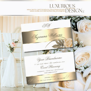 Carte De Visite Décor blanc Rose joli Fleur avec initiales