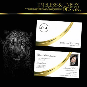 Carte De Visite Décor classique en or blanc clair avec logo et pho