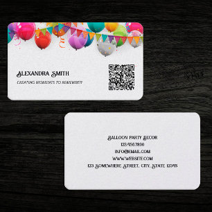 Carte De Visite Décor de partie de ballon QR personnalisé