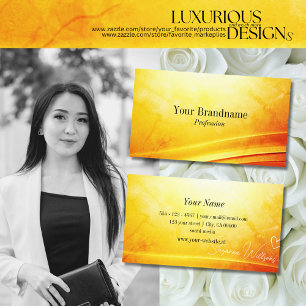 Carte De Visite Décor Marbré Jaune Orange Courbé Excellent