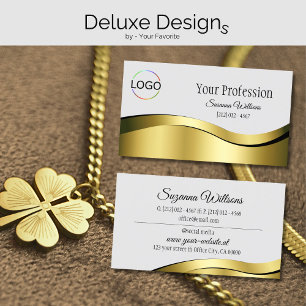 Carte De Visite Décor or Wavy sur gris clair avec logo de marque