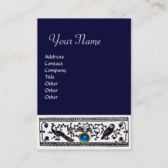 Carte De Visite DÉCORATION ANTIQUE, MONOGRAMME SAPPHIRE, bleu (Devant)
