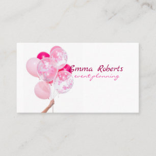 Carte De Visite Décoration de fête Ballons Paillettes Roses