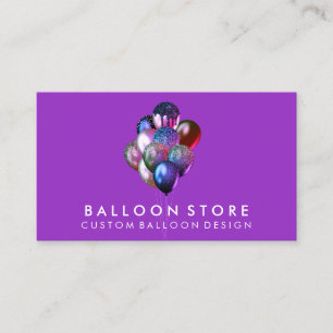 Carte De Visite Décoration de fête d'anniversaire violette Ballons