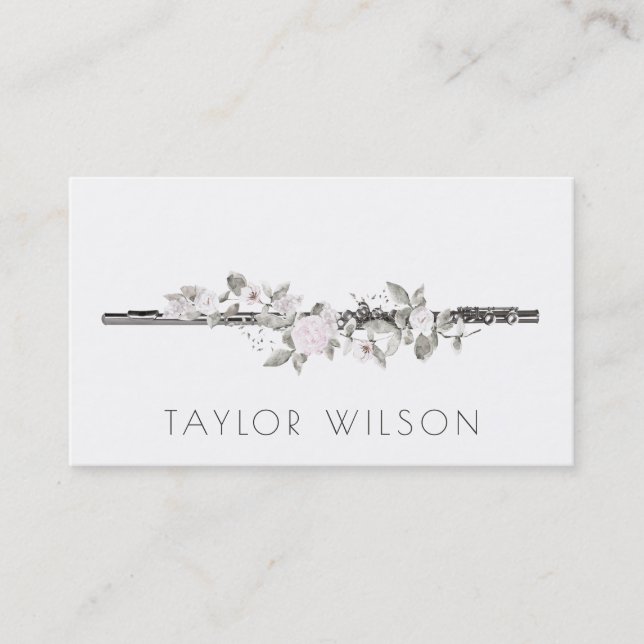 Carte De Visite décoration florale professeur de flûte (Devant)