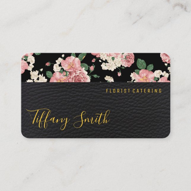 Carte De Visite Découpe | Cuir | Florist Event Catering (Devant)
