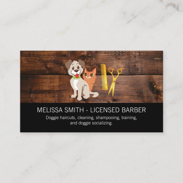 Carte De Visite Découpe en bois | Groomer de protection animale (Devant)