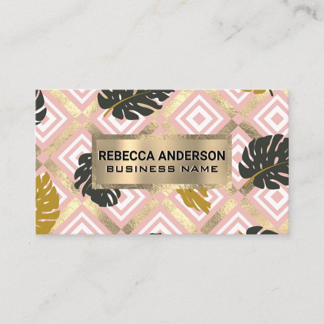 Carte De Visite Découpe Gold Foil | Motif Feuille naturel (Devant)