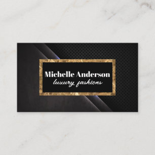 Carte De Visite Découpe Gold Foil   Texture en maille noire