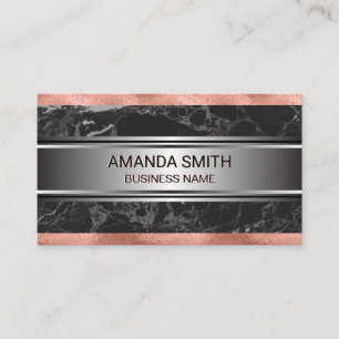Carte De Visite Découpe rose Gold Foil   Noir Marbre Argent Métall