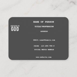 CARTE DE VISITE DÉDIÉ À DIEU COOL CUTE GRAY CUSTOM BLANC TEXTE