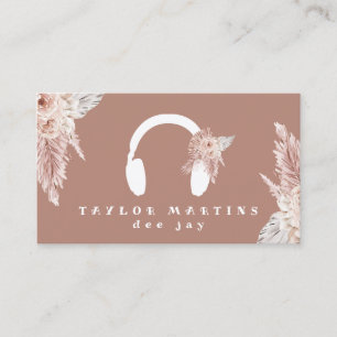 Carte De Visite dee jay boho fleurs brun arrière - plan