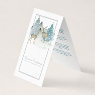 Carte De Visite Deer Watercolor Joyeuses Fêtes Mini Salutations