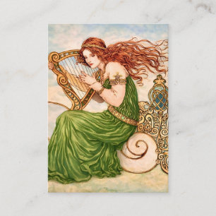 Carte De Visite Déesse Irlandaise Jouant de la Harpe – Art Nouveau