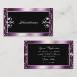 Carte De Visite Défilement Noir Violet Parkle Diamants Ornements