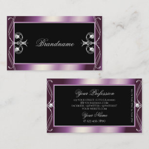 Carte De Visite Défilement Noir Violet Parkle Diamants Ornements