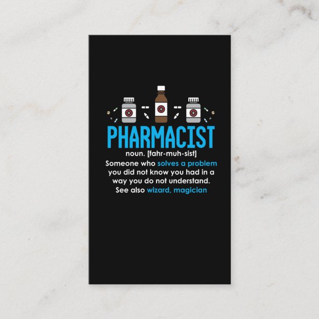 Carte De Visite Définition de pharmacien amusant Employé de la pha (Devant)