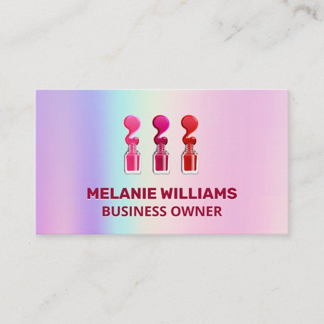 Carte De Visite Dégradé arc-en-ciel | Verser à ongles (Devant)