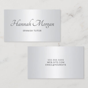 Carte De Visite Dégradé blanc gris clair élégant script
