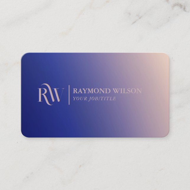 Carte De Visite Dégradé professionnel Faux Rose or et bleu marine (Devant)