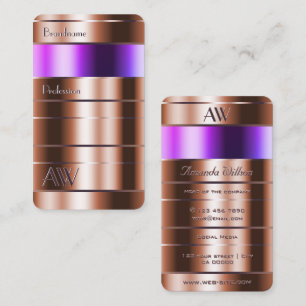 Carte De Visite Dégradé rose or et rose pourpre avec initiales