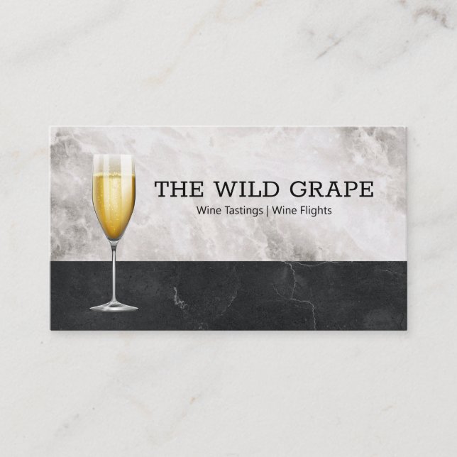 Carte De Visite Dégustation De Vins | Marbre | Vols Vins | Flûte à (Devant)