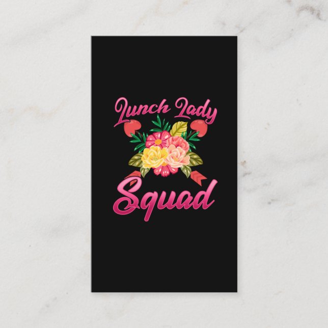 Carte De Visite Déjeuner à l'école Cafétéria Lady Squad Femme (Devant)