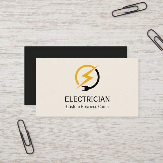 Carte de visite d'électricien | Design imprimable (Devant/Arrière en situation)
