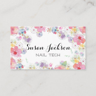Carte De Visite Delicate Floral Soft Multicolor Script