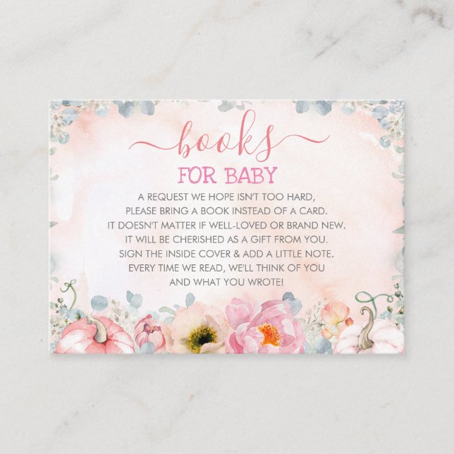 Carte De Visite Demande de Baby shower Citrouille rose (Devant)
