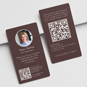 Carte De Visite Demande de commentaire moderne avec code QR et pho