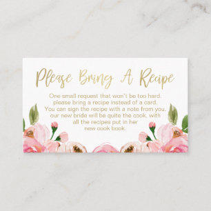 Carte De Visite Demande de Fête des mariées Floral Rose Recette