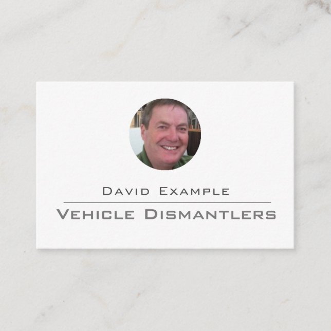 Carte De Visite Démantèlement de véhicules avec photo de titulaire (Devant)