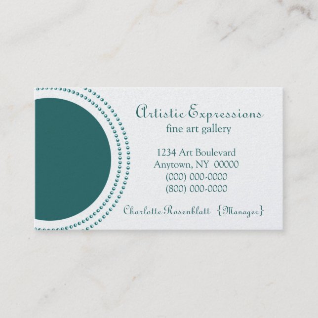 Carte de visite demi-cercle élégant, Turquoise (Devant)