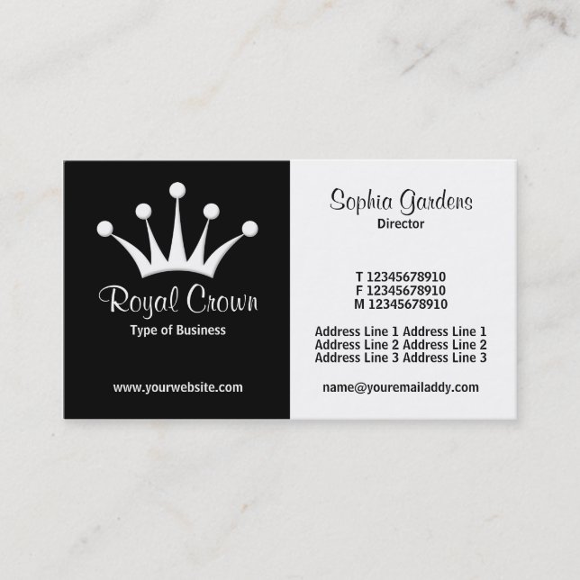 Carte De Visite Demi et demi (Couronne) - Noir et Blanc (Devant)