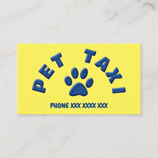 Carte De Visite denim de taxi pour animaux familiers (Devant)